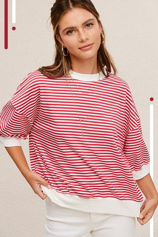 EZRA STRIPED SHORT SLEEVE TOP//MULTIPLE COLORS