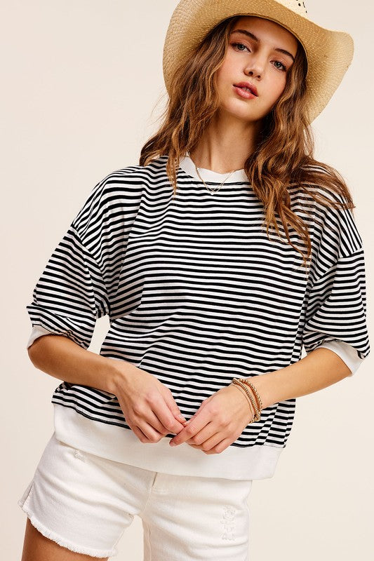 EZRA STRIPED SHORT SLEEVE TOP//MULTIPLE COLORS