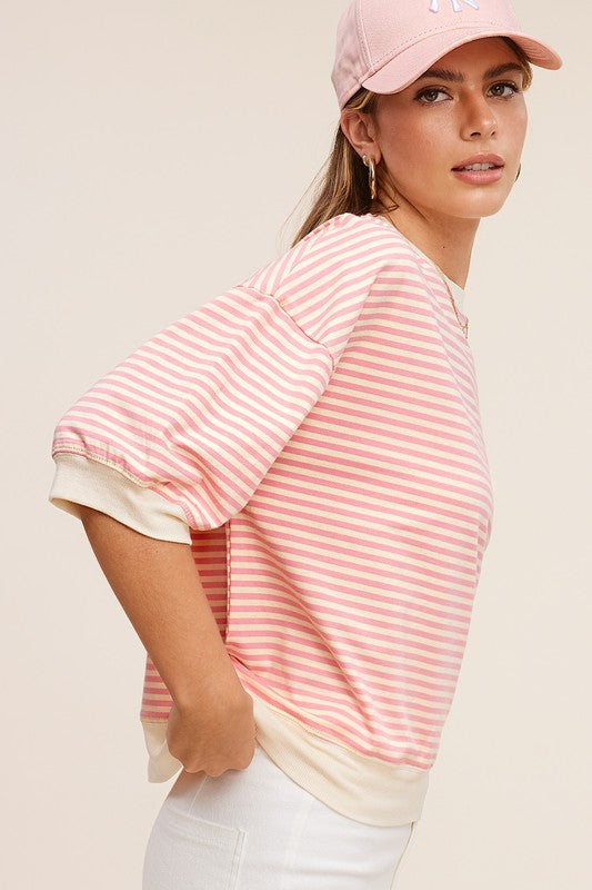 EZRA STRIPED SHORT SLEEVE TOP//MULTIPLE COLORS