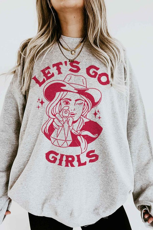 LETS GO GIRLS WESTERN OVERSIZED SWEATSHIRT