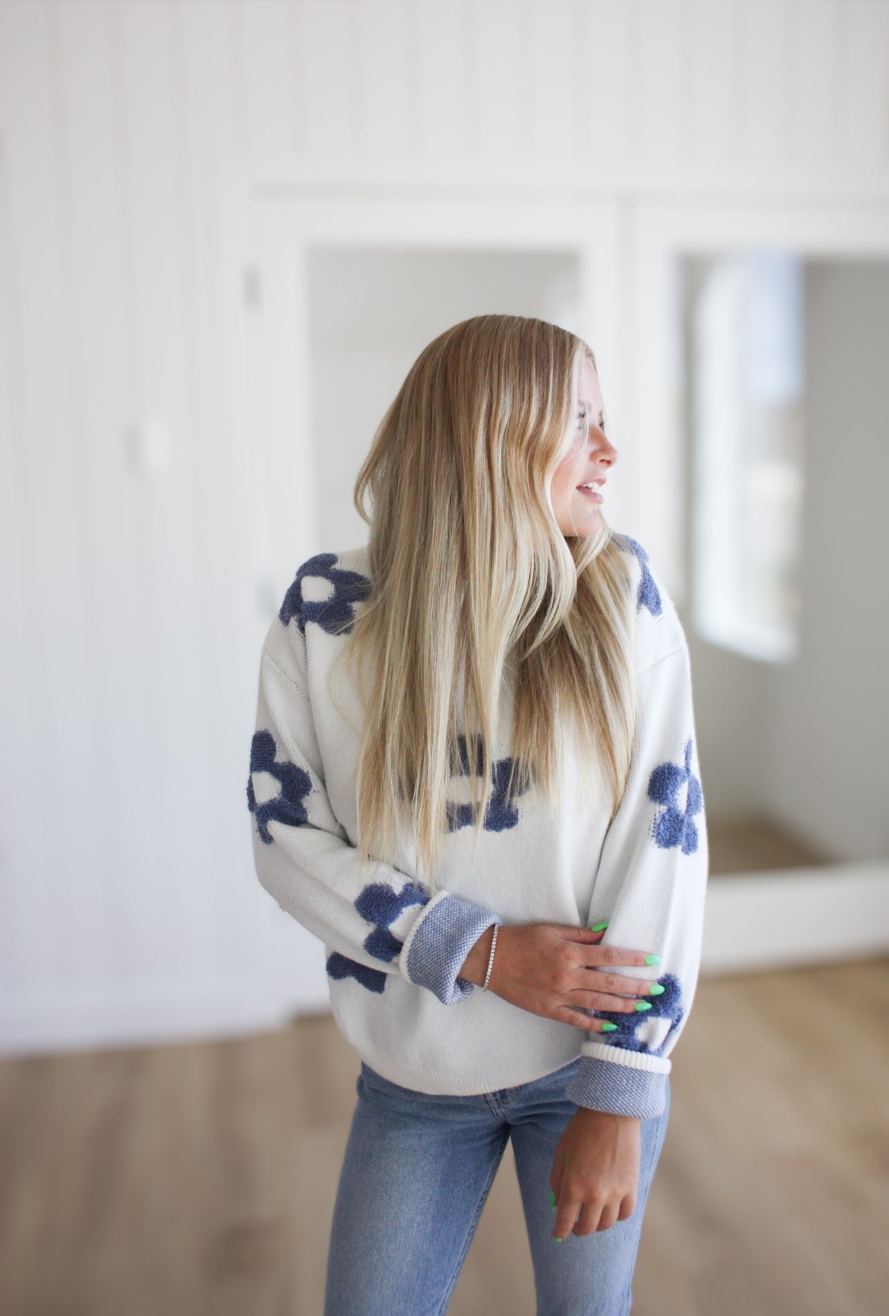 Bailey Blue Floral Sweater