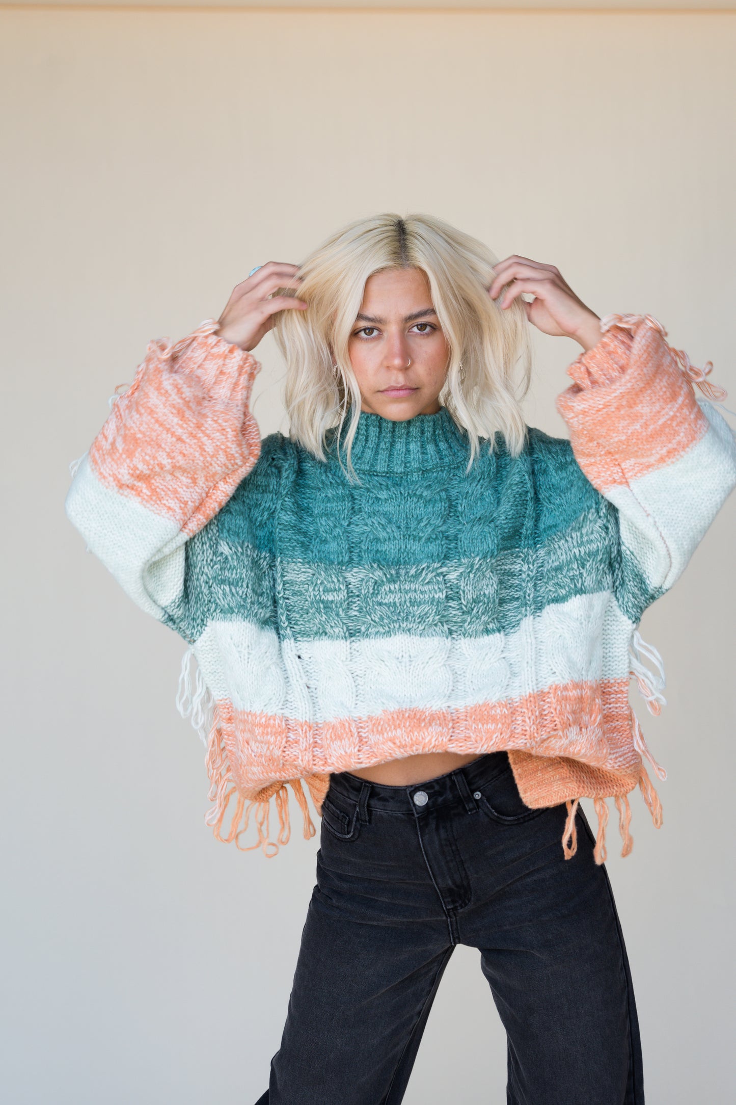 IT’S A VIBE CHUNKY FRINGE SWEATER//MULTIPLE COLORS