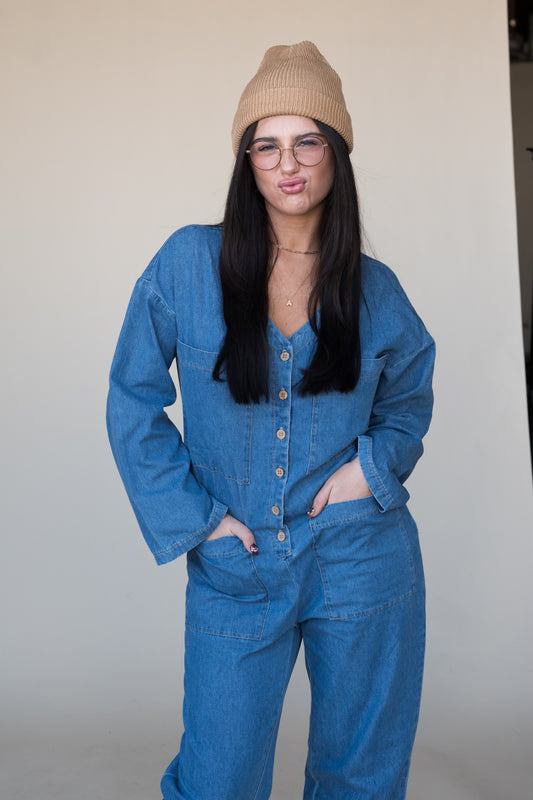 MOVE OVER DENIM JUMPSUIT